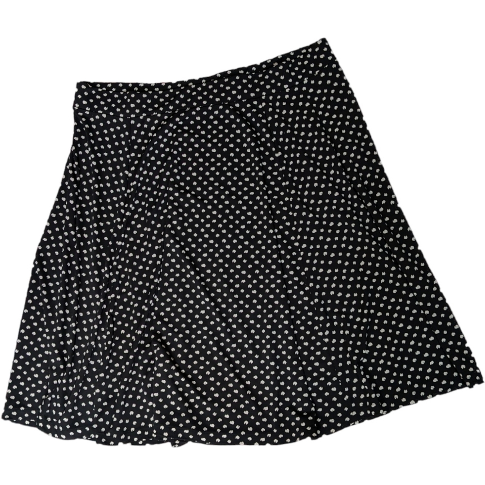 Lands End Plus A Line Full Skirt 20W 22W Black White Retro Modest Polka Dot Elas